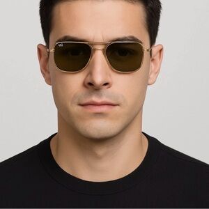 Ray-Ban RB3136 Caravan Gold Sunglasses G-15 Green Lens 58mm Arista w/ Case USA